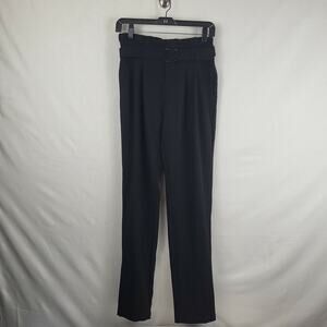See U Soon Womens Black Pleated Front‎ Paperbag Waist Dress Pants Size 4
